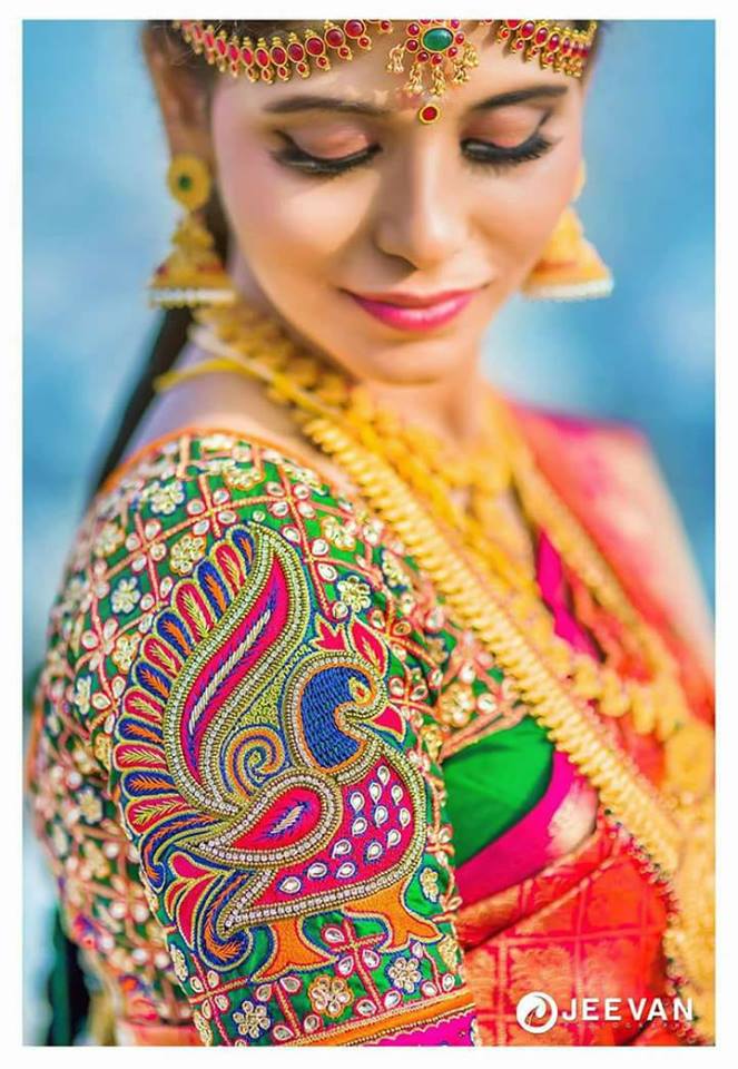 Stunning peacock aari work bridal blouse 