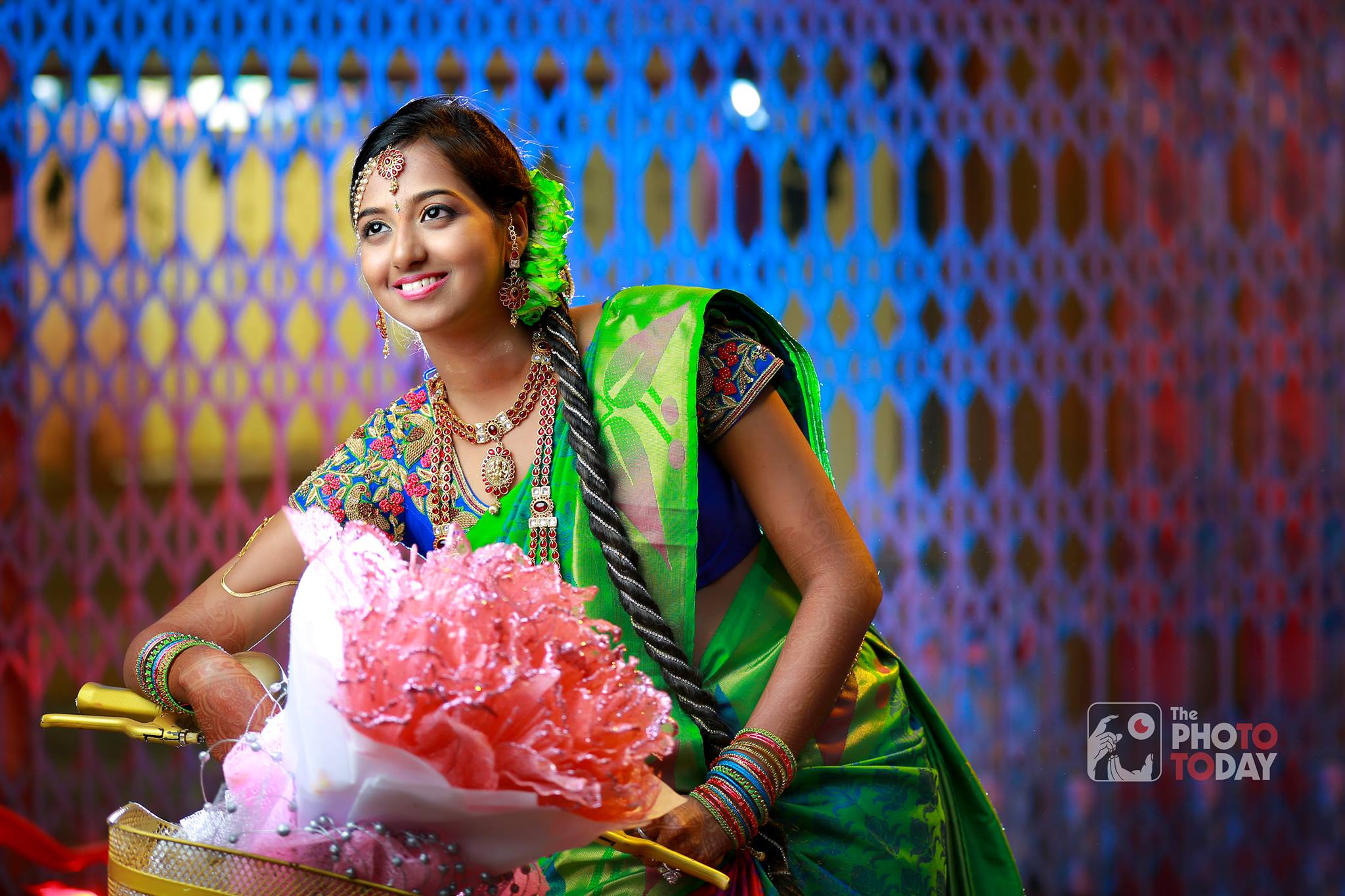 Reception Jadai for green saree bride