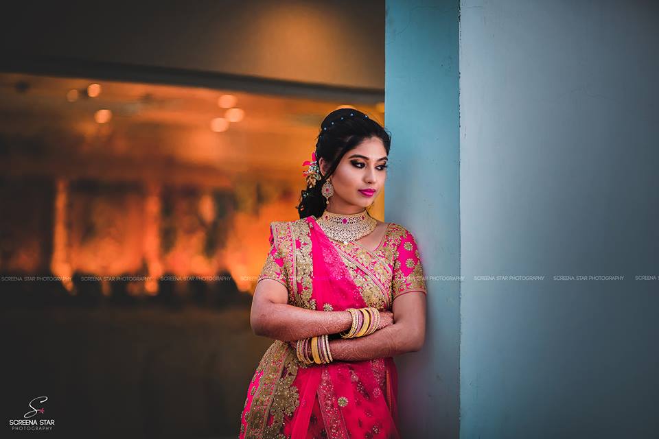 Bride's Pink designer saree 