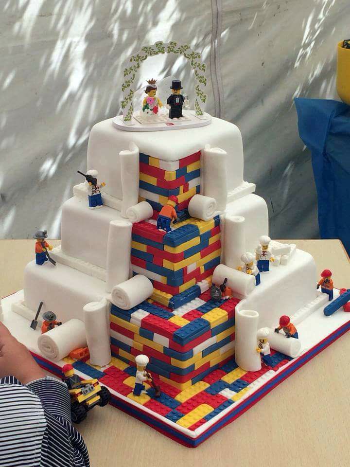 Lego Blocks Couple Wedding Cake