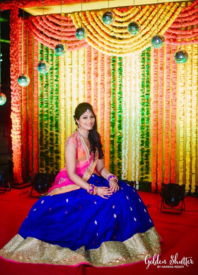 Royal Blue with pink Half saree Lehenga | Photo Gallery 