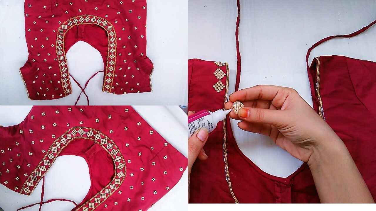 How To Make Designer Blouse At Home||Stone work Blouse Design
