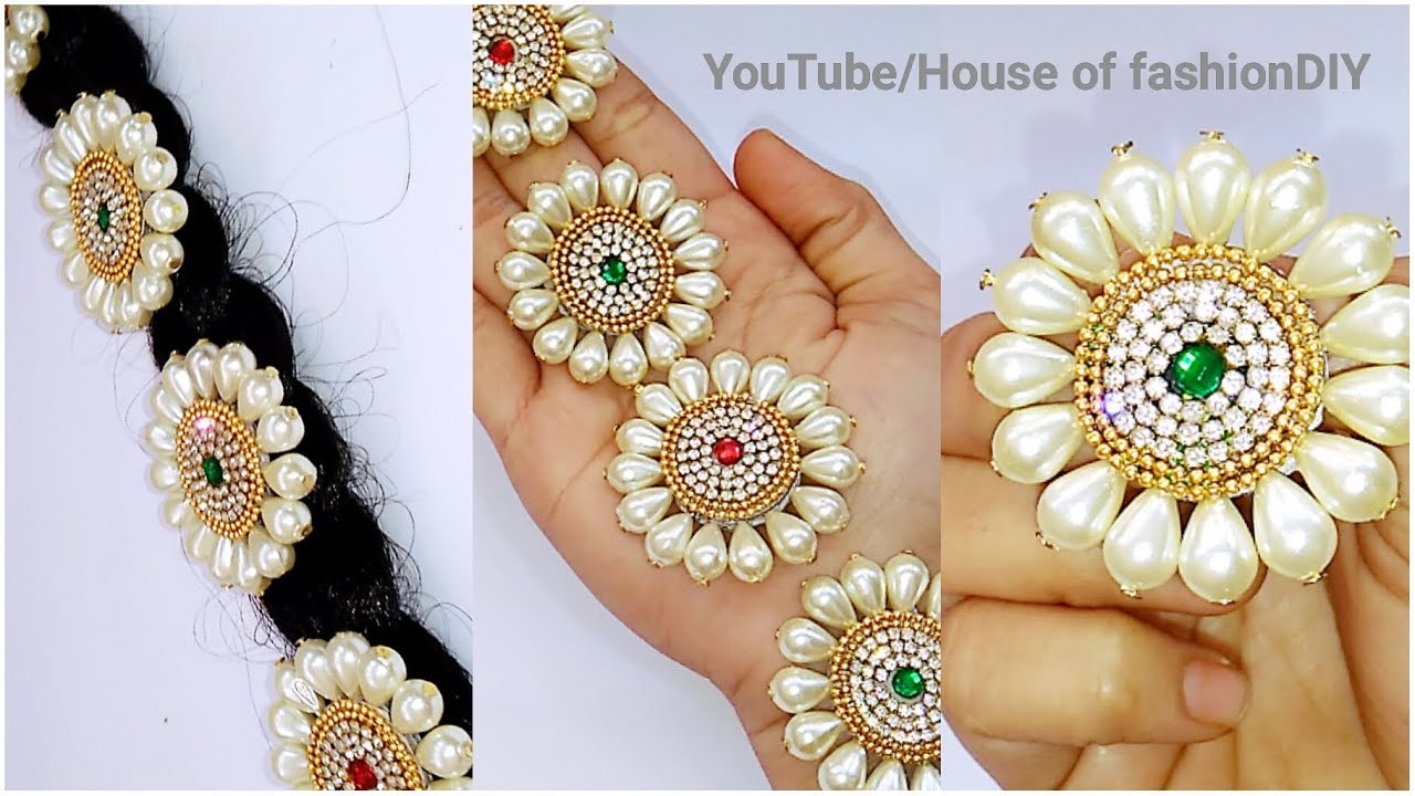 How To Make Bridal Hair Accessories Using Pearls//Jada Billalu At Home..!